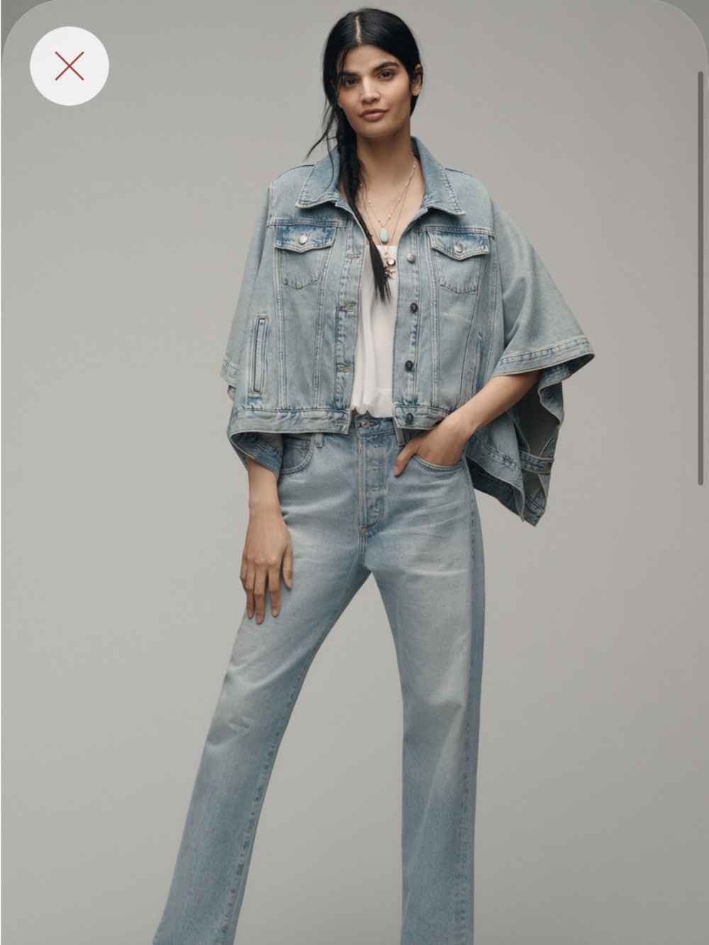 The Weston Cape Denim Boyfriend Jacket - Picture 4 of 8